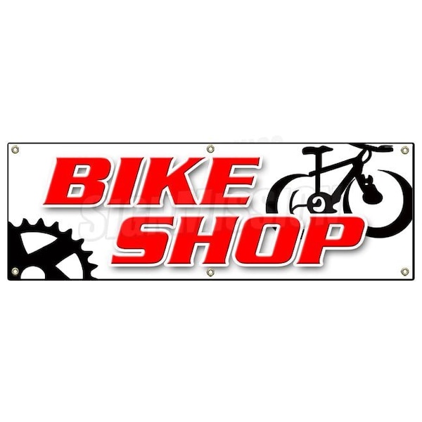 BIKE SHOP BANNER SIGN bicycle shop repair rental rent cycle helmet